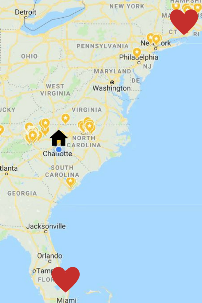 Showing where parents are vs us in Charlotte, NC