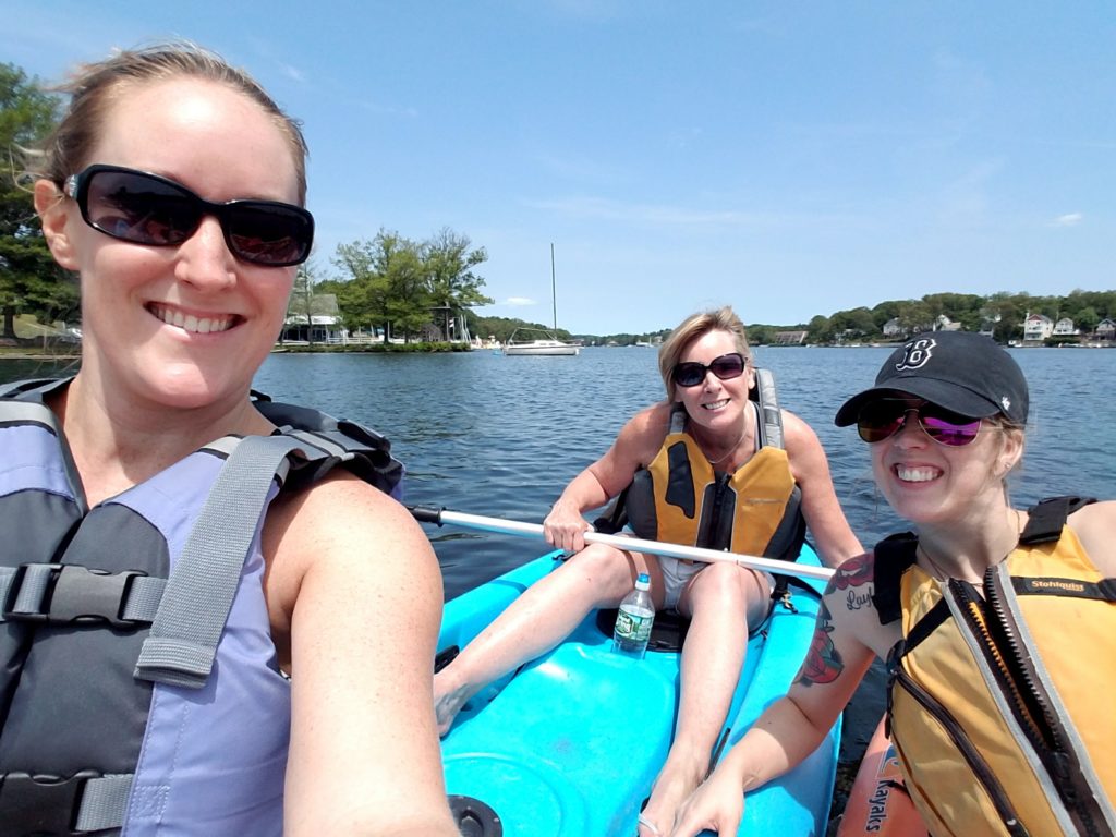 Kayaking with my mom and cousin while home for the summer