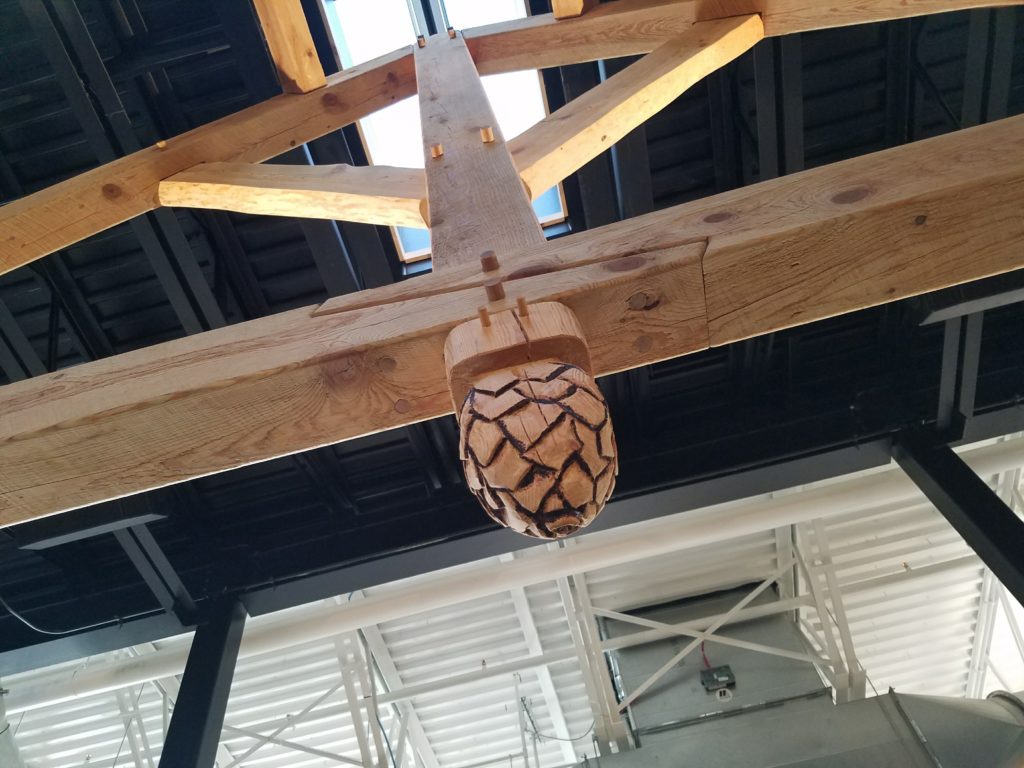 Hops carved in wood at Tree House