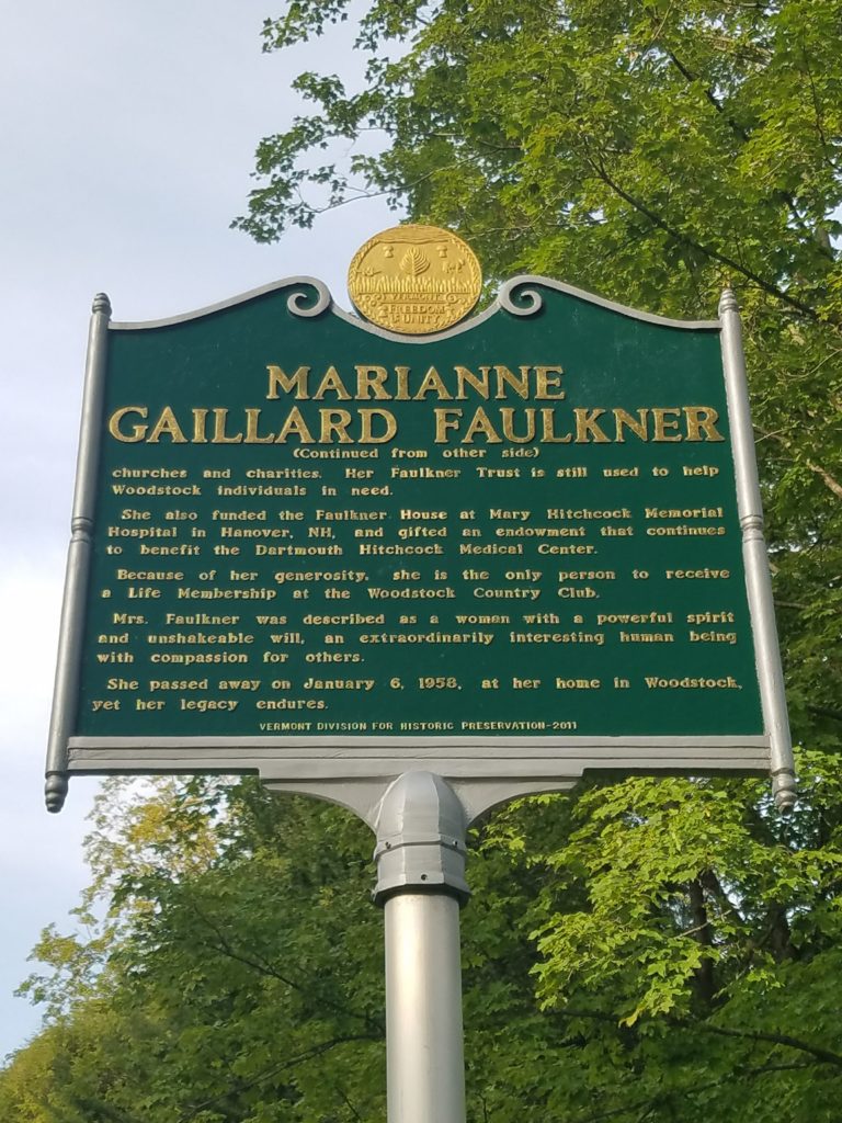 Park description about Marianne Gaillard Faulkner on a summer trip to Woodstock Vermont