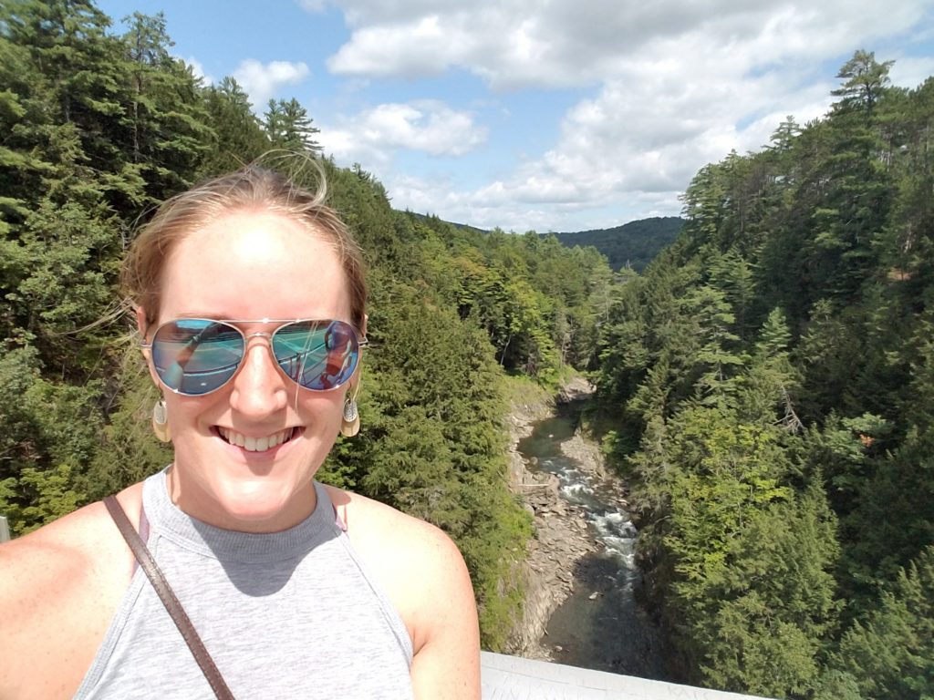 Selfie at the Quechee Gorge Bridge on a summer trip to Woodstock Vermont